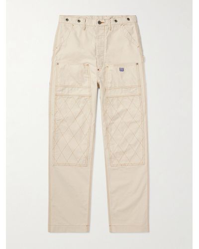 Kapital Lumber Straight-leg Embroidered Cotton-canvas Cargo Trousers - Natural