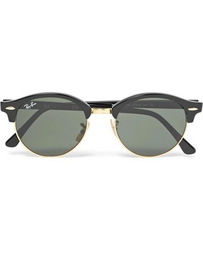 Ray-Ban Clubmaster Round-frame Acetate And Gold-tone Sunglasses - Gray