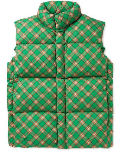 ERL Checked Quilted Cotton-jacquard Down Gilet - Green