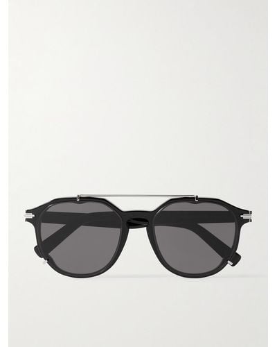 Dior DiorBlackSuit RI Sonnenbrille mit rundem Rahmen aus Azetat und silberfarbenen Details - Schwarz