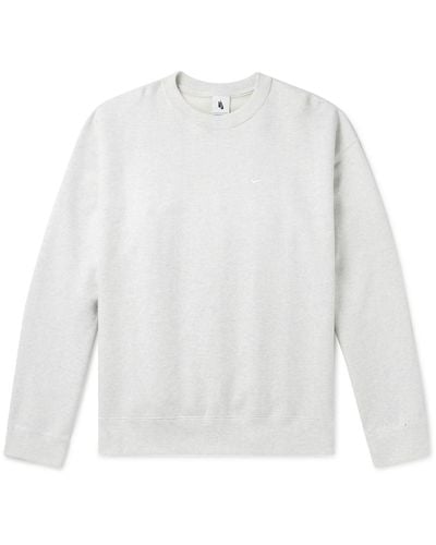Nike Solo Swoosh Logo-embroidered Cotton-blend Jersey Sweatshirt - White