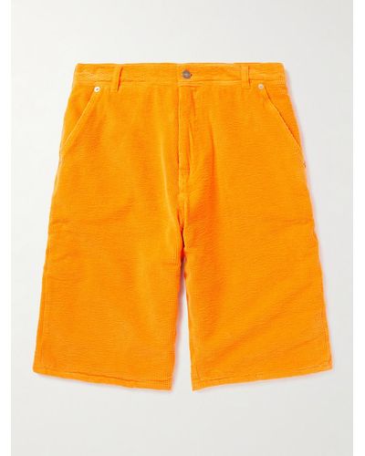 ERL Straight-leg Cotton-corduroy Shorts - Orange