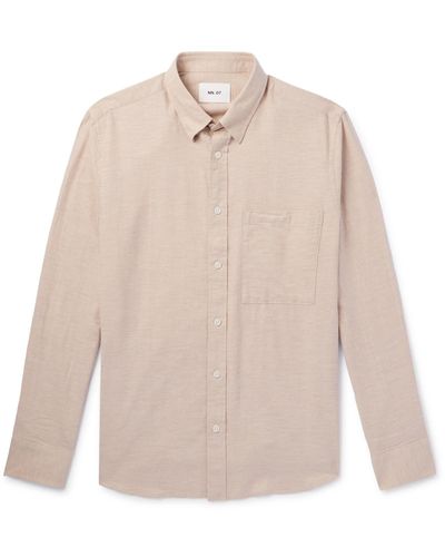 NN07 Cohen Cutaway Collar Cotton-flannel Shirt - Natural