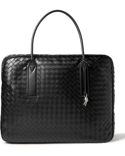 Bottega Veneta Intrecciato Large Embellished Leather Briefcase - Black