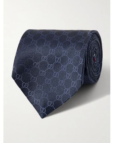 Gucci 8cm Logo-jacquard Silk Tie - Blue