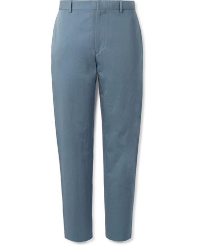 Paul Smith Straight-leg Cotton And Linen-blend Pants - Blue