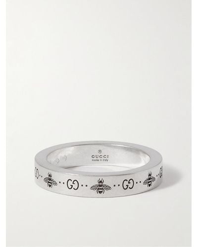 Gucci Logo-engraved Silver Ring - White