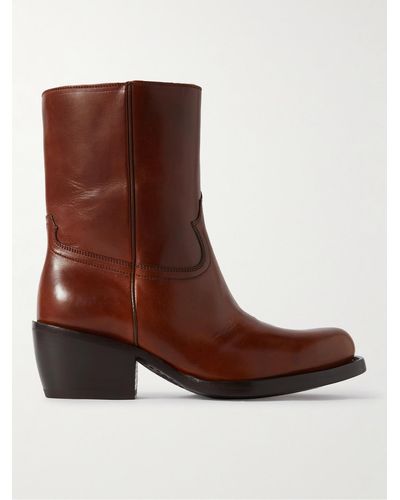 Dries Van Noten Shearling-lined Leather Boots - Brown