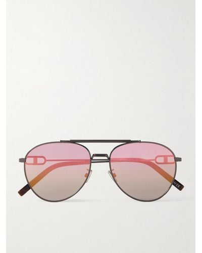 Dior Cd Link R1u Aviator-style Gunmetal-tone Sunglasses - Pink