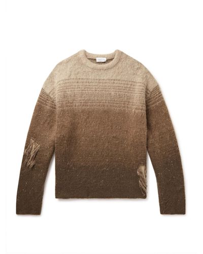 John Elliott Distressed Dégredé Brushed-knit Sweater - Natural