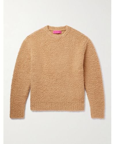 The Elder Statesman Cashmere And Silk-blend Fleece Sweater - Natural