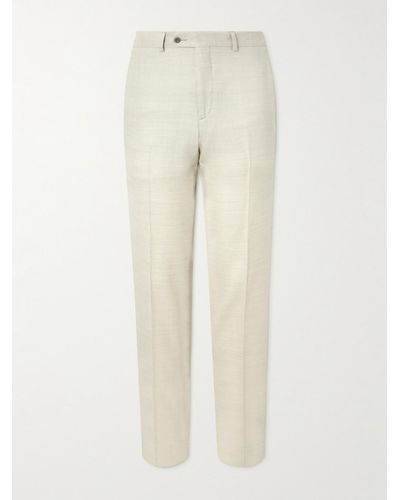 Rubinacci Luca Tapered Herringbone Linen Suit Pants - Natural