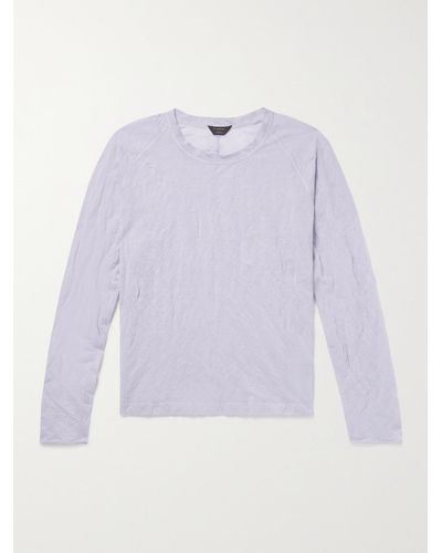 Zegna Crinkled Cotton-blend T-shirt - Purple