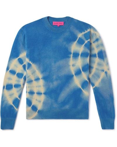 The Elder Statesman Spiral City Tranquility Tie-dyed Cashmere Sweater - Blue