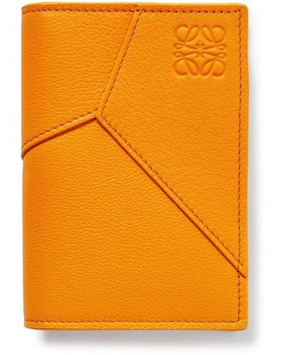 Loewe Leather Puzzle Edge Bifold Card Holder - Orange