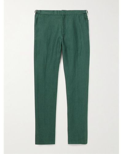 Orlebar Brown Griffon Straight-leg Linen Trousers - Green