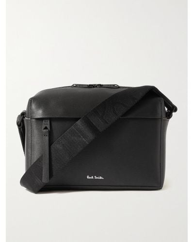 Paul Smith Embossed Textured-leather Messenger Bag - Black