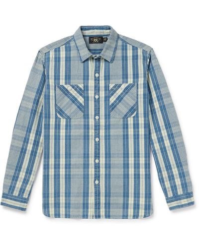 RRL Farrell Checked Cotton Shirt - Blue