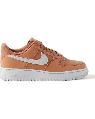 Nike Air Force 1 '07 Suede-trimmed Full-grain Leather And Canvas Sneakers - Brown