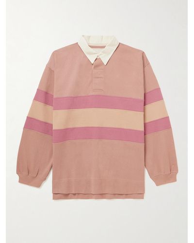 STORY mfg. Panelled Organic Cotton-jersey Polo Shirt - Pink
