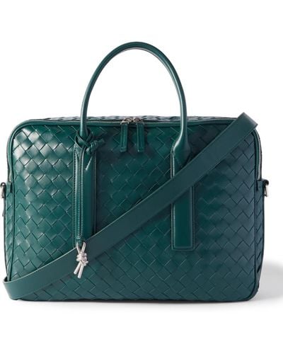 Bottega Veneta Intrecciato Leather Briefcase - Green