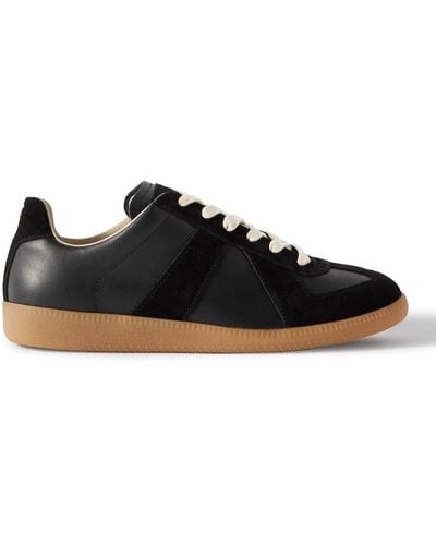 Maison Margiela Replica Leather And Suede Sneakers - Black