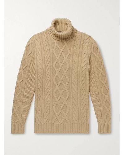 Loro Piana Cable-knit Baby Cashmere Rollneck Jumper - Brown