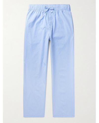 Tekla Organic Cotton-poplin Pyjama Pants - Blue