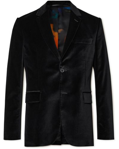 Paul Smith Slim-fit Cotton-velvet Tuxedo Jacket - Black