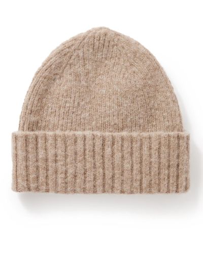 MR P. Ribbed Brushed-lambswool Beanie - Natural