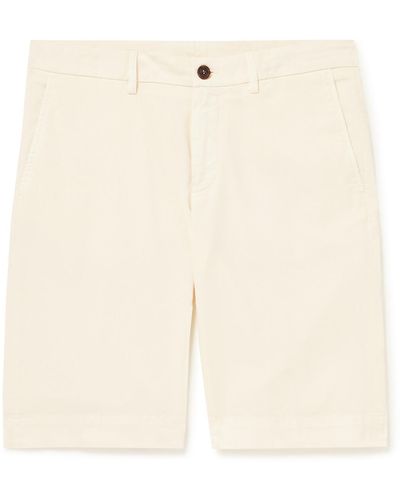 Canali Straight-leg Cotton-blend Twill Bermuda Shorts - Natural