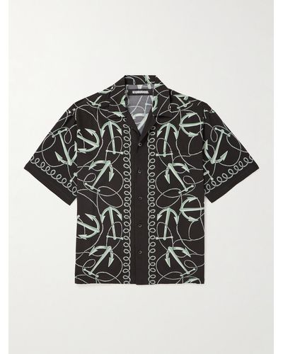 Neighborhood Aloha Camp-collar Printed Crepe Shirt - Black