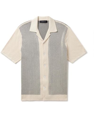 Rag & Bone Harvey Camp-collar Jacquard-knit Cotton-blend Shirt - White