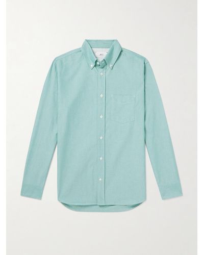 MR P. Button-down Collar Organic Cotton Oxford Shirt - Blue