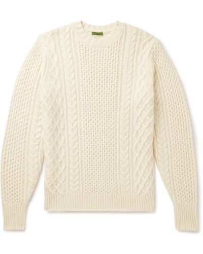 Sid Mashburn Cable-knit Wool-blend Sweater - White