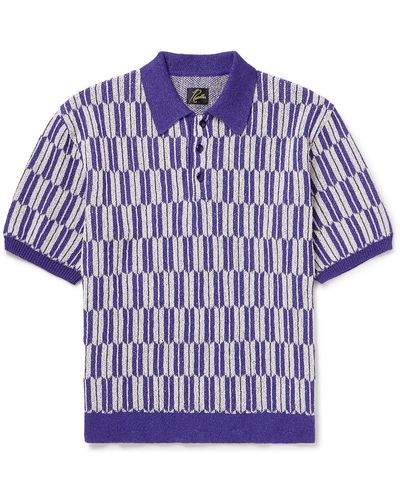 Needles Jacquard-knit Polo Shirt - Blue