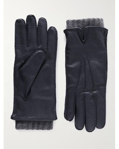 Loro Piana Baby Cashmere-lined Full-grain Leather Gloves - Black