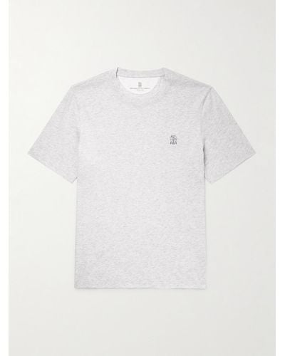 Brunello Cucinelli T-Shirt aus Baumwoll-Jersey mit Logoprint - Weiß