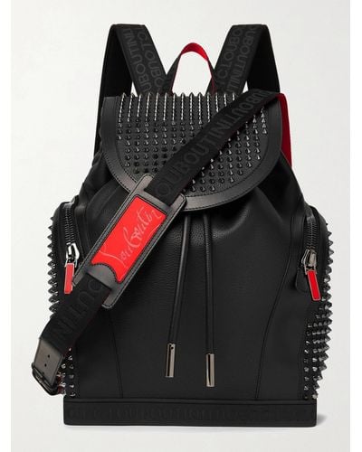 Christian Louboutin Explorafunk Spiked Rubber-trimmed Full-grain Leather Backpack - Black