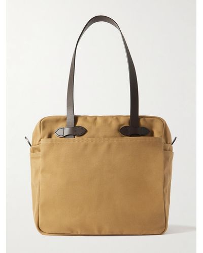 Filson Leather-trimmed Cotton-twill Tote Bag - Natural