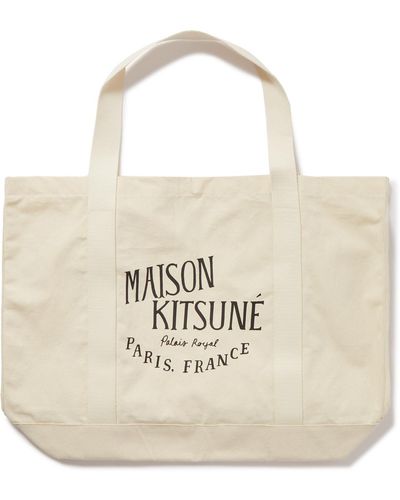 Maison Kitsuné Palais Royal Logo-print Cotton-canvas Tote Bag - Natural