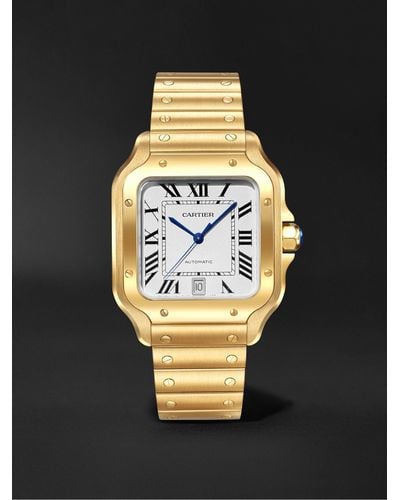 Cartier Santos De Automatic 39.8 Mm 18-karat Gold Watch - Black