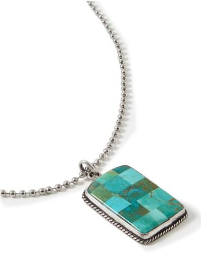 Peyote Bird Tessale Silver Turquoise Pendant Necklace - Green