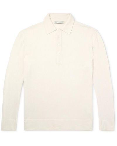 Umit Benan Zefira Cashmere And Silk-blend Polo Shirt - White