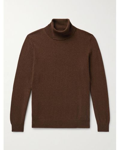 Incotex Slim-fit Virgin Wool And Cashmere-blend Rollneck Jumper - Brown