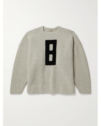 Fear Of God Oversized Intarsia-knit Virgin Wool-blend Bouclé Sweater - Grey
