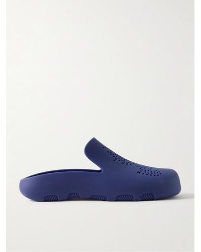 Burberry Embellished Perforated Rubber Clogs - Blue