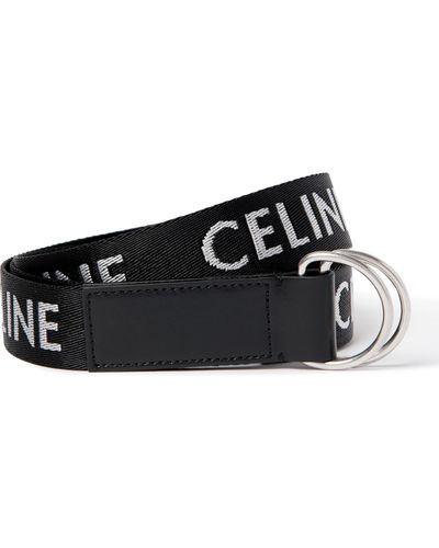 CELINE HOMME Leather-Trimmed Logo-Print Nylon Key Ring for Men