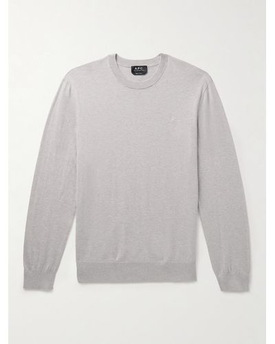 A.P.C. Julio Logo-embroidered Cotton And Cashmere-blend Jumper - White