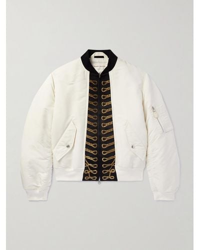 Alexander McQueen Embroidered Shell Bomber Jacket - Natural